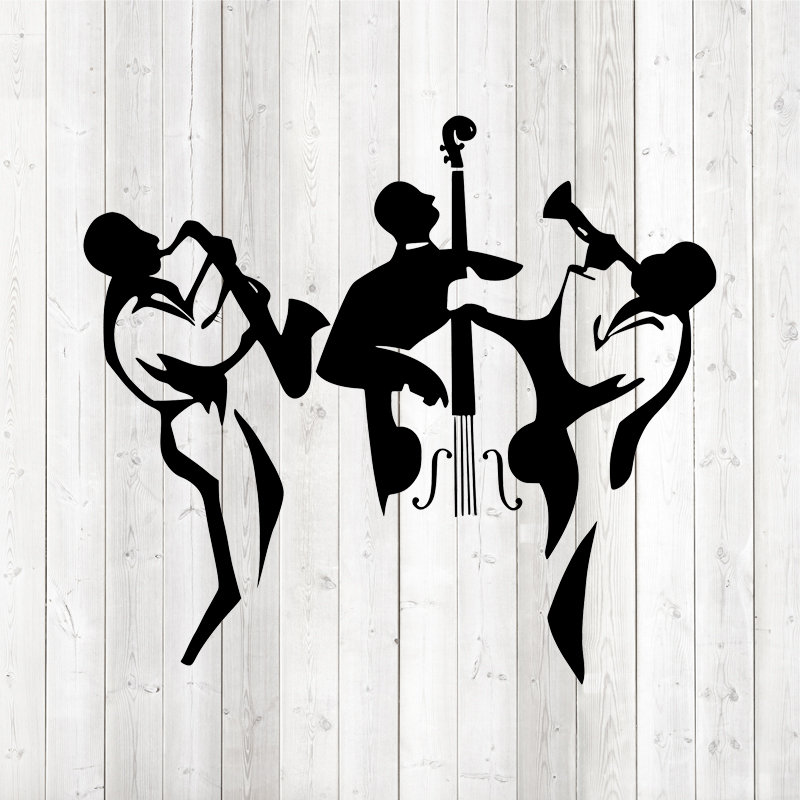 Cadeau de musique silhouette musicien jazz jazz' Autocollant