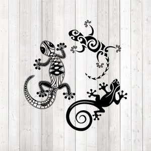 Set of lizards. Reptiles. Vector cutting file for Silhouette Cameo and Cricut; SVG, Studio3, PNG + EPS.
