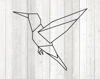 Geometric hummingbird, shape in lines. Vector cutting file for Silhouette Cameo and Cricut; SVG, Studio3, PNG.