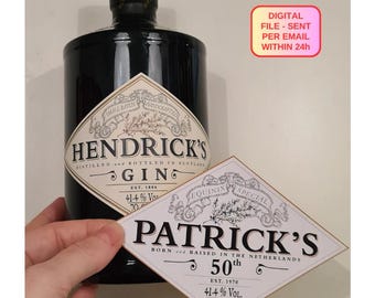 Personalized digital (printable!) gin label; 5 customizable fields! Receive your digital version within 24 hours (PNG an JPG).