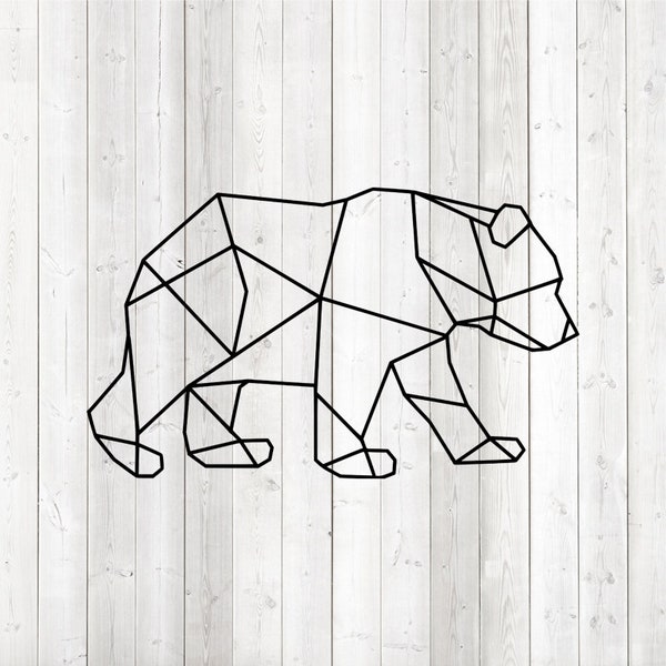 Geometric bear, shape in lines. Vector cutting file for Silhouette Cameo and Cricut; SVG, Studio3, PNG.