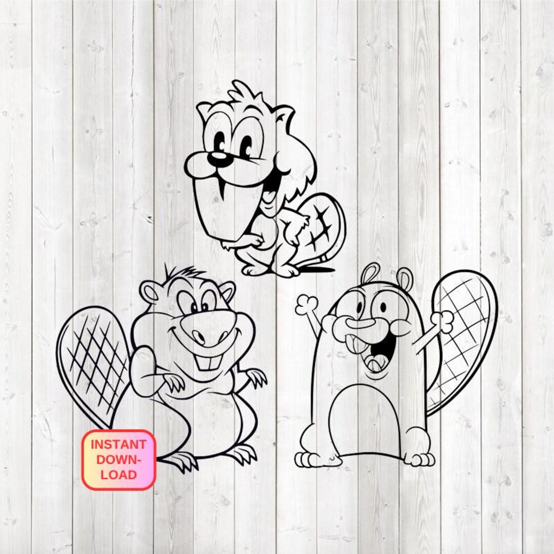 Set of 3 Funny Beavers With Big Teeth. Vector Cutting File for ...