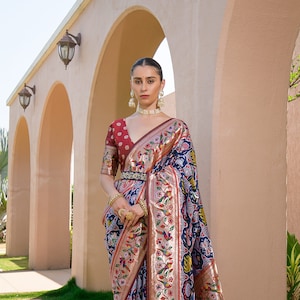 Minakari Zari Woven Paithani Silk Saree: Wedding Partywear