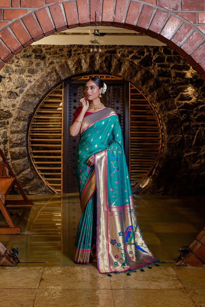 Banarasi tissue silk saree with Paithani weaves main image 1