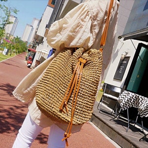 Chic Chic Large Straw Bucket Bag Straw Woven Shoulder Bag - Etsy