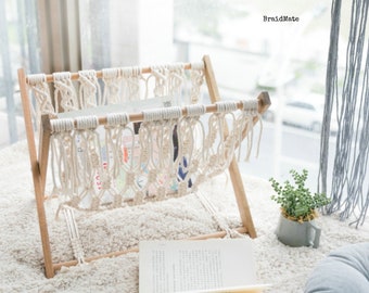 Chic Chic | Macrame Wooden Magazine Rack | Wooden Macrame Magazine Rack | Wood Home Decor | Macrame Home Decor | Unique Housewarming Gift