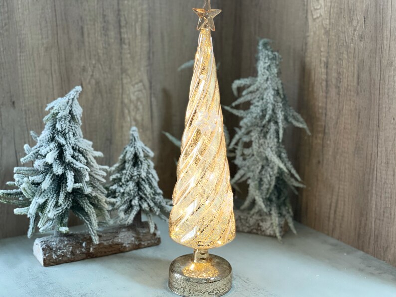 Vintage Glass Christmas Tree Holiday Decor Glowing Glass Etsy