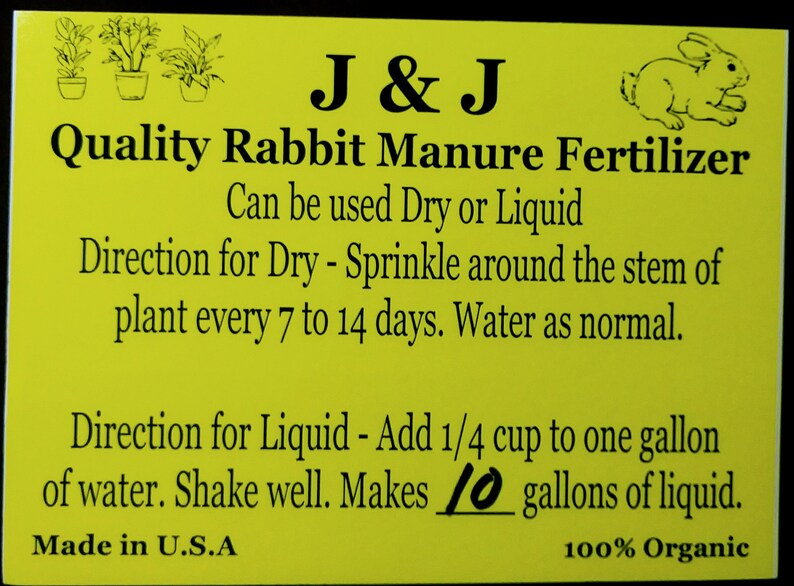 Quality Rabbit Manure Fertilizer Makes 10 Gallons of Liquid Etsy