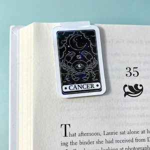 Cancro Tarocchi Carta Olografico Magnetico Segnalibro / Bookish Book Club Zodiac segnalibro / Bibliophile Gift / Segnalibro Oroscopo Celeste