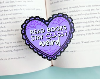 Read Books Stay Weird Bookworm Sticker | Bookish Sticker | Bookworm Decals | Literary Gift | Bibliophile Thick Durable Vinyl Sticker