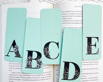 Initial A B C D E Bookmark | Reader Bookmarks | Bookish Gift | Page Markers | Literary Gift  | Bookish Gift | Book Club bookmark