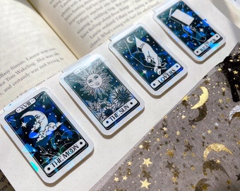Tarot Card Holographic Magnetic Bookmark Set |  Bookish Book Club bookmark | Teacher Gifts | gifts for Librarians | Celestial Bookmark