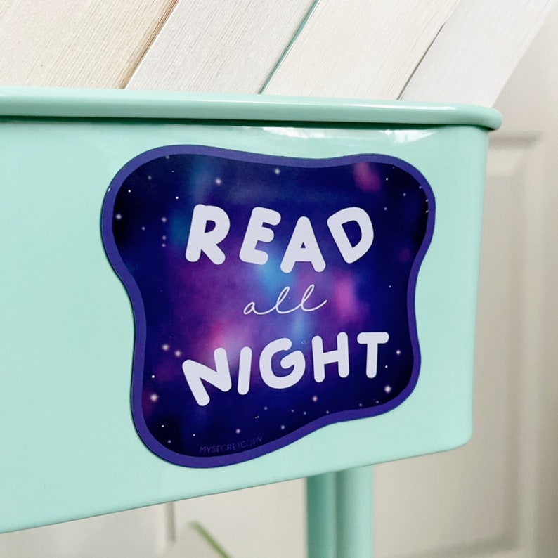Read All Night Book Cart Magnet Bookish Book Club Gift image 1