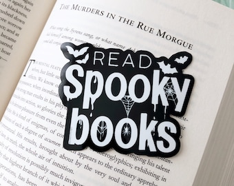 Read Spooky Books Sticker | Bookish Stickers | Gifts for Readers | Book Obsessed Durable Vinyl Sticker | Thriller Novel | Horror Book