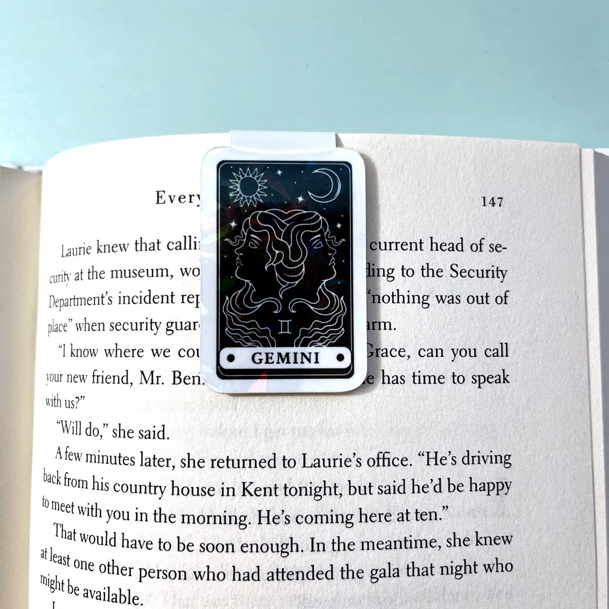 Gemini Tarot Card Holographic Magnetic Bookmark | Bookish Book Club Zodiac bookmark | Bibliophile Gift | Celestial Horoscope Bookmark
