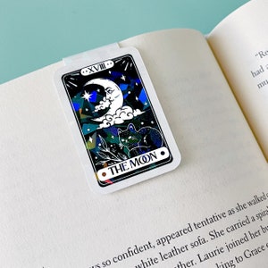 La carta dei tarocchi della Luna Segnalibro magnetico olografico / Bookish Book Club segnalibro / Regali insegnanti / regali per bibliotecari / Segnalibro celeste