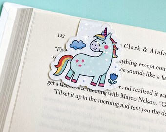 Mint Unicorn Holographic Magnetic Bookmark |  Bookish Book Club bookmark | Teacher Gifts | gifts for Librarians | Sparkly Bookmark