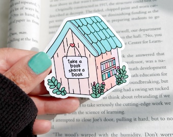 Little Library Sticker l Bookworm Sticker | Bibliophile Bookish Stickers | Gifts for Readers | Literary Gift | Aesthetic Bookish Sticker