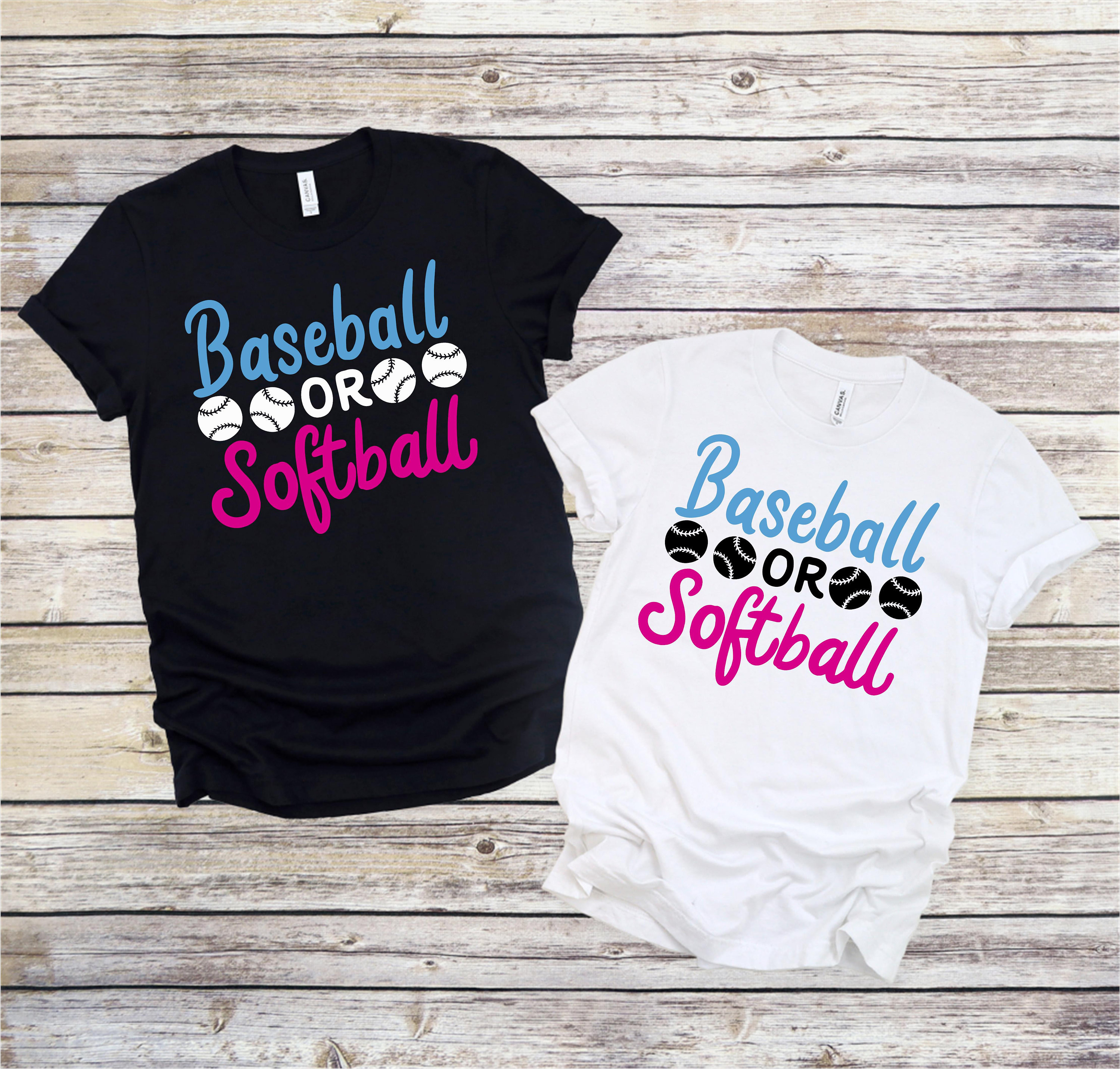 Baseball or Softball Gender Reveal Shirts Baseball Gender Etsy