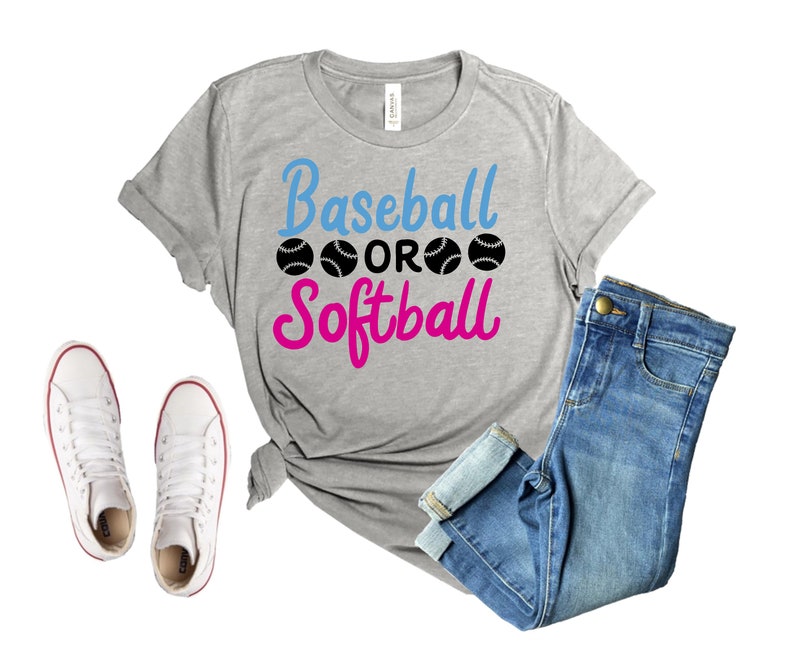 Baseball or Softball Gender Reveal Shirts Baseball Gender Etsy