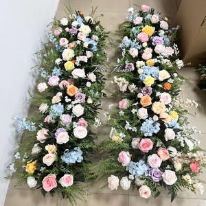 Colorful Floral Row Runner Flower Arrangements Wedding Aisle Runner Decor Stair Florals Floor Flowers Wedding Decor Around Flower