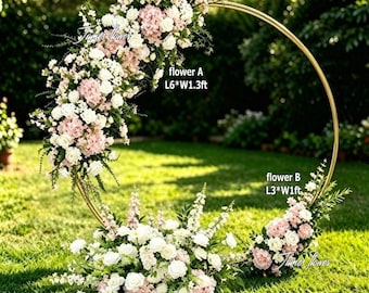 Hoop Arch Artificial Floral Arrangement, White Pink Wedding Backdrop, Bridal Ceremony Garland,no stand