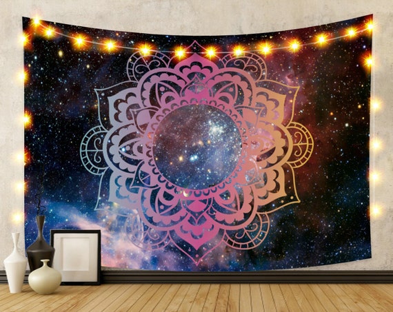 Mandala Tapestry Blue pink Flower Tapestry Wall Hanging Bohemian Psychedelic Tapestry for Ceiling Living Room Home Decor Etsy Canada