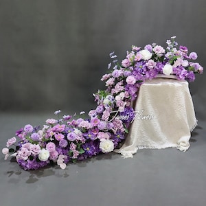 Purple Lavender Wedding Table Floral Garland, Flower Runner, Aisle Runner Flower, Flower Arch, Floral Arch, Stair Flower, Floral Walkway