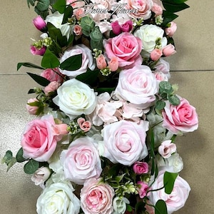 Pastel Pink Small Flower Aisle Runner, Wedding Flowers, Altar Decor, Floral Arch Arrangement, Stair Flowers, Ground Flower for Wedding Decor