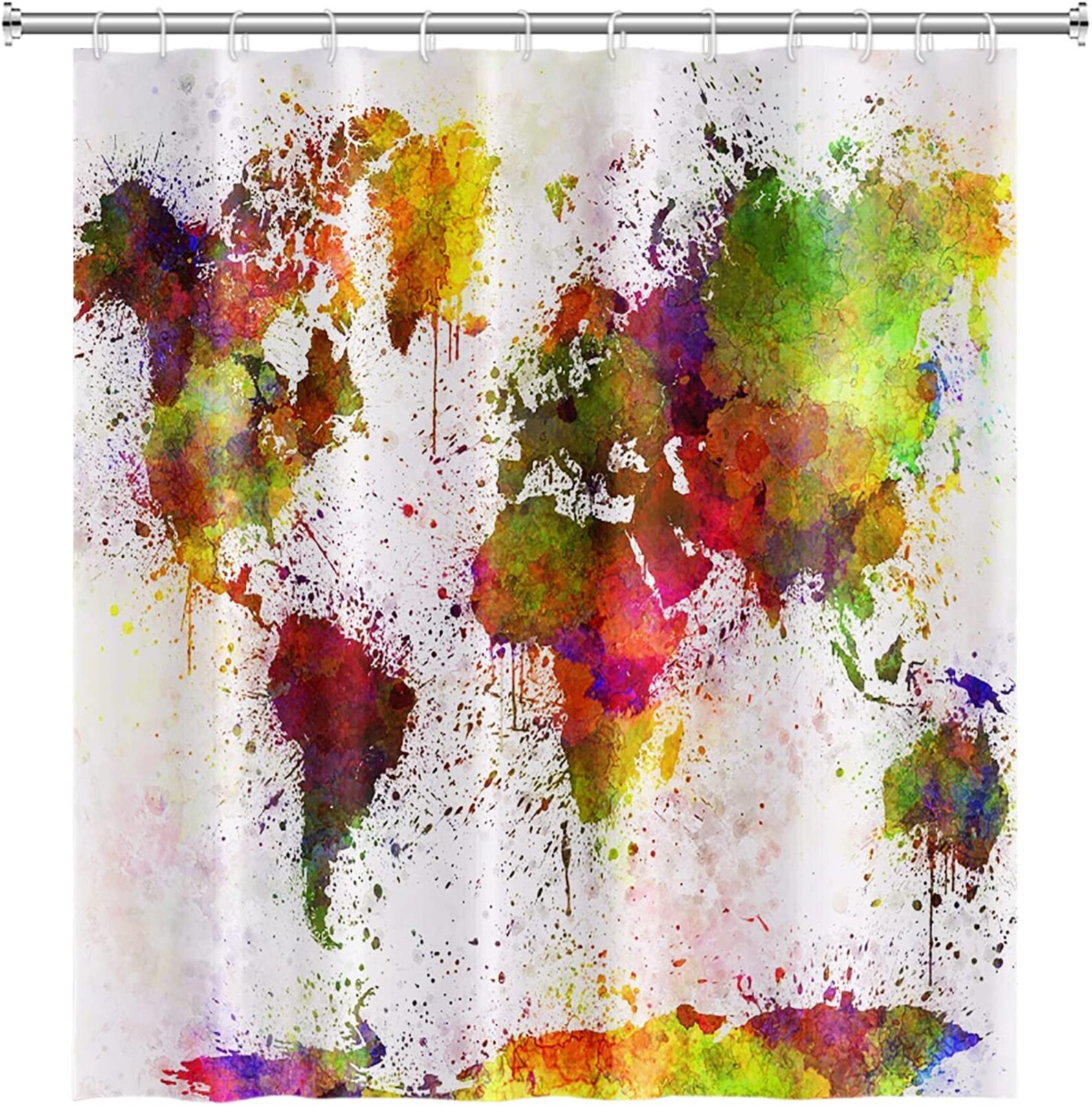 Map Shower Curtain Map of the World With Detailed Major Cities Etsy