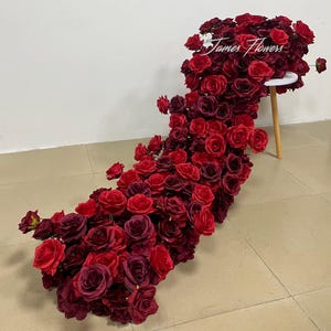 Burgundy Wedding Flower Arrangement, Aisle Runner Flowers, Ground arch stair florals, Wedding sign flower, Faux Flower Garland, floral arch