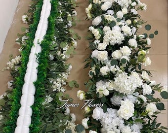 White Wedding Flower Garland: Floral Arch Aisle Decor