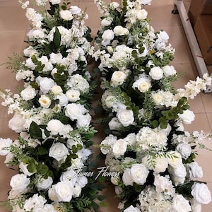 Artificial White Ivory Wedding Ceremony Aisle and Altar Decor, Aisle Runner Flower, Flower Arch, Flower Centerpieces, Wedding Stair Decor