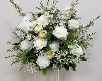 Ivory & White Wedding Aisle Flower Arrangement: Floral Garland Decor