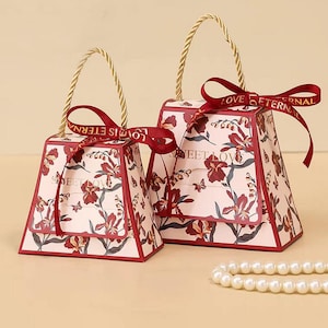 Bordeaux 10 ~ 100x sacs de cadeau de mariage personnalisés Emballage du produit Sac cadeau de remerciement Biscuit Bonbons Chocolat Bomboniere Cadeaux
