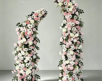 White Pink Wedding Arch Flower, Artificial Floral Arrangement for Event Decor