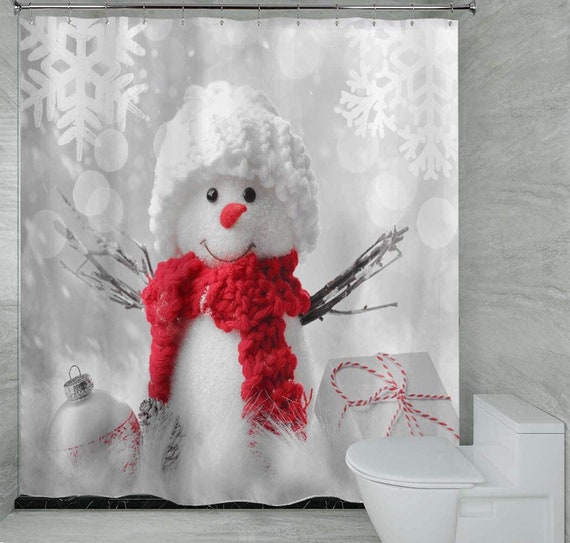 Cortina de ducha de Navidad para baño, cortina de ducha de los