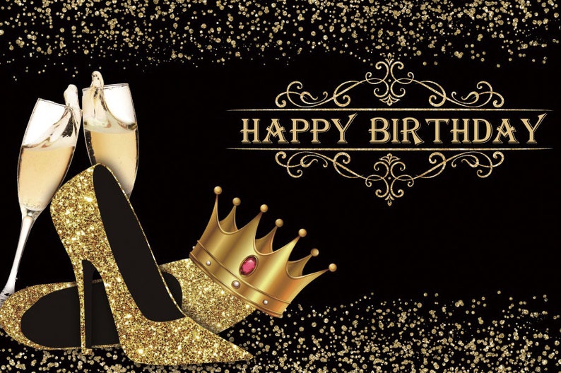 Black Photo Studio Booth Background VIP Happy 30th 50th 60th 70th Birthday Party Stars Banner Backdrops for Photography