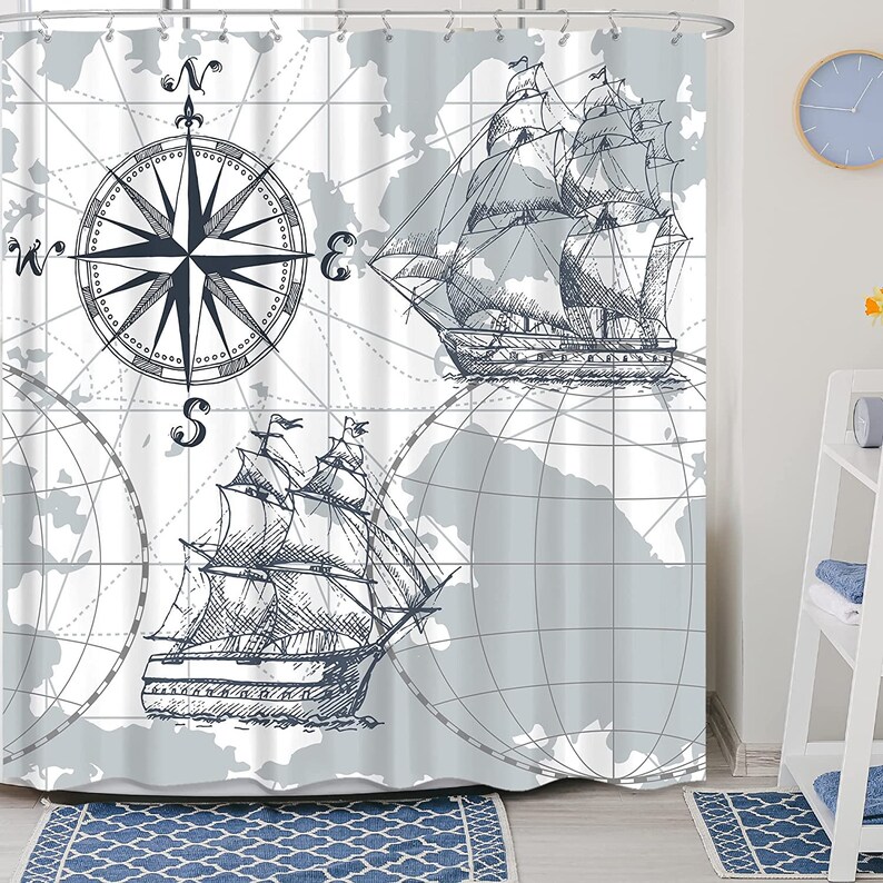 Map Shower Curtain Map of the World With Detailed Major Cities Etsy
