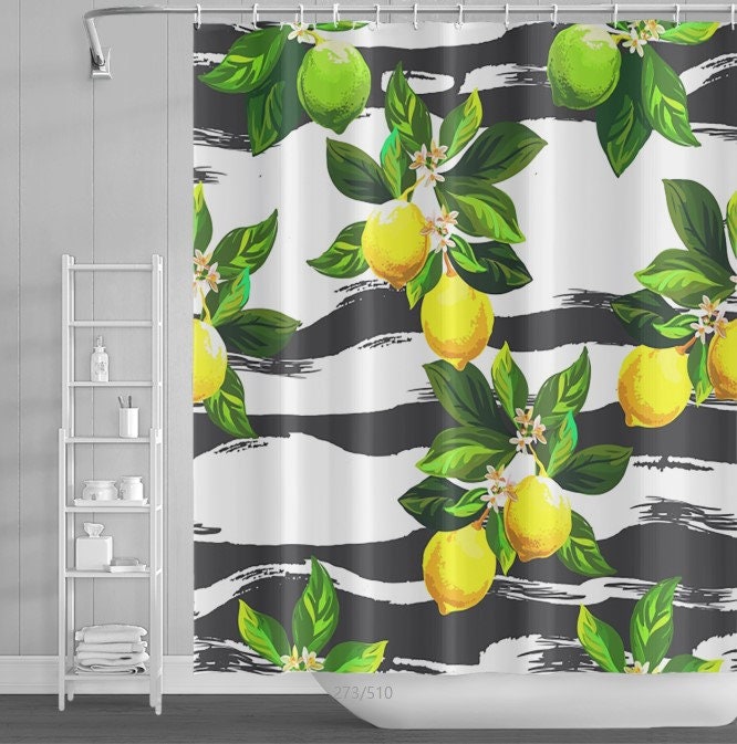 Allover Fruits Patterned Shower Curtain
