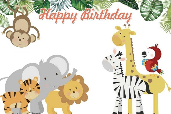 Safari Baby Shower Safari Animals Backdrop Candy Table Backdrop Jungle Safari Candy Table Backdrops Happy Birthday Photography Background