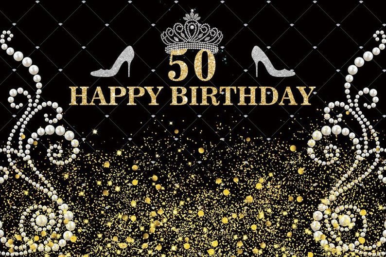 Black Photo Studio Booth Background VIP Happy 30th 50th 60th 70th Birthday Party Stars Banner Backdrops for Photography