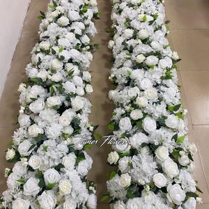 White Aisle Runner, Wedding Flowers, Altar Decor, Flower Row, Floral Arch arrangement, Stair Flowers, Ground Flowers for Wedding Decor