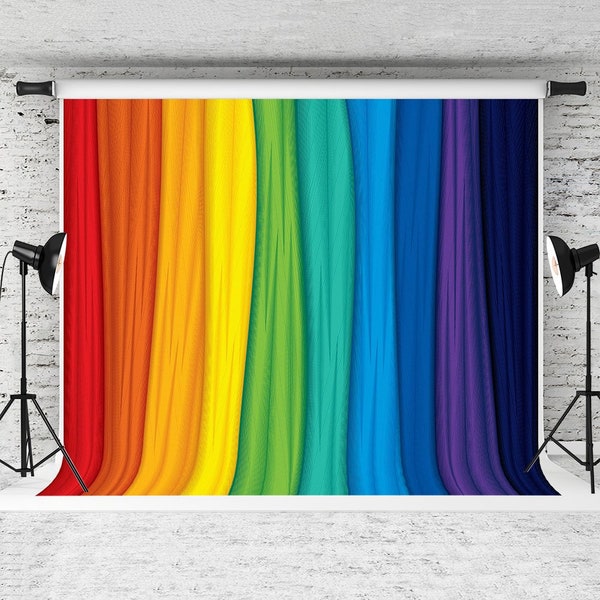 Colorful Rainbow Photography Backdrop Seven Colors Backgrounds Collapsible for Children Photo Studio Prop Rainbow Spiral Gradient Backdrop