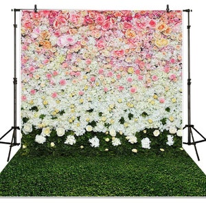 Photography Backdrop Baby Shower Blossom Flower Wall Lawn Interior Grass Wedding Background Props photocall Bridal Shower Backdrop Floral