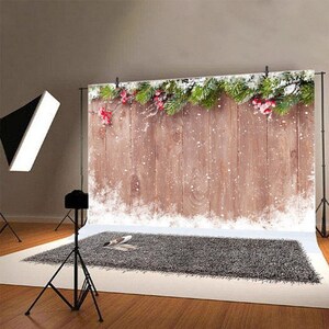 Xmas Snow Wooden Board Backdrop Photography Christmas Holiday Celebration Studio Booth Background Xmas Party Banner,Physical or digital file