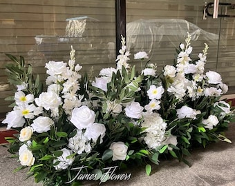 White Wedding Aisle Flower Arrangement, Artificial Floral Garland Decor