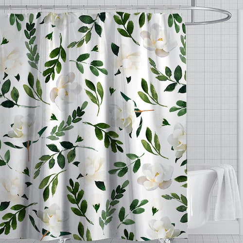 Eucalyptus Pattern Shower Curtains Fabric Botanical Watercolor Etsy