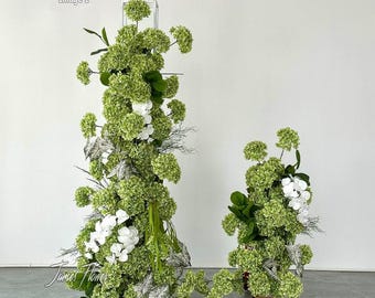 Artificial Green Hydrangea Arch Decoration, Wedding Ceremony Standing Floral Arrangement