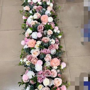 Dusty Pink Wedding Ceremony Aisle and Altar Decor, Aisle Runner Flower, Flower Arch, Flower Centerpieces, Wedding Stair Decor,Flower Garland